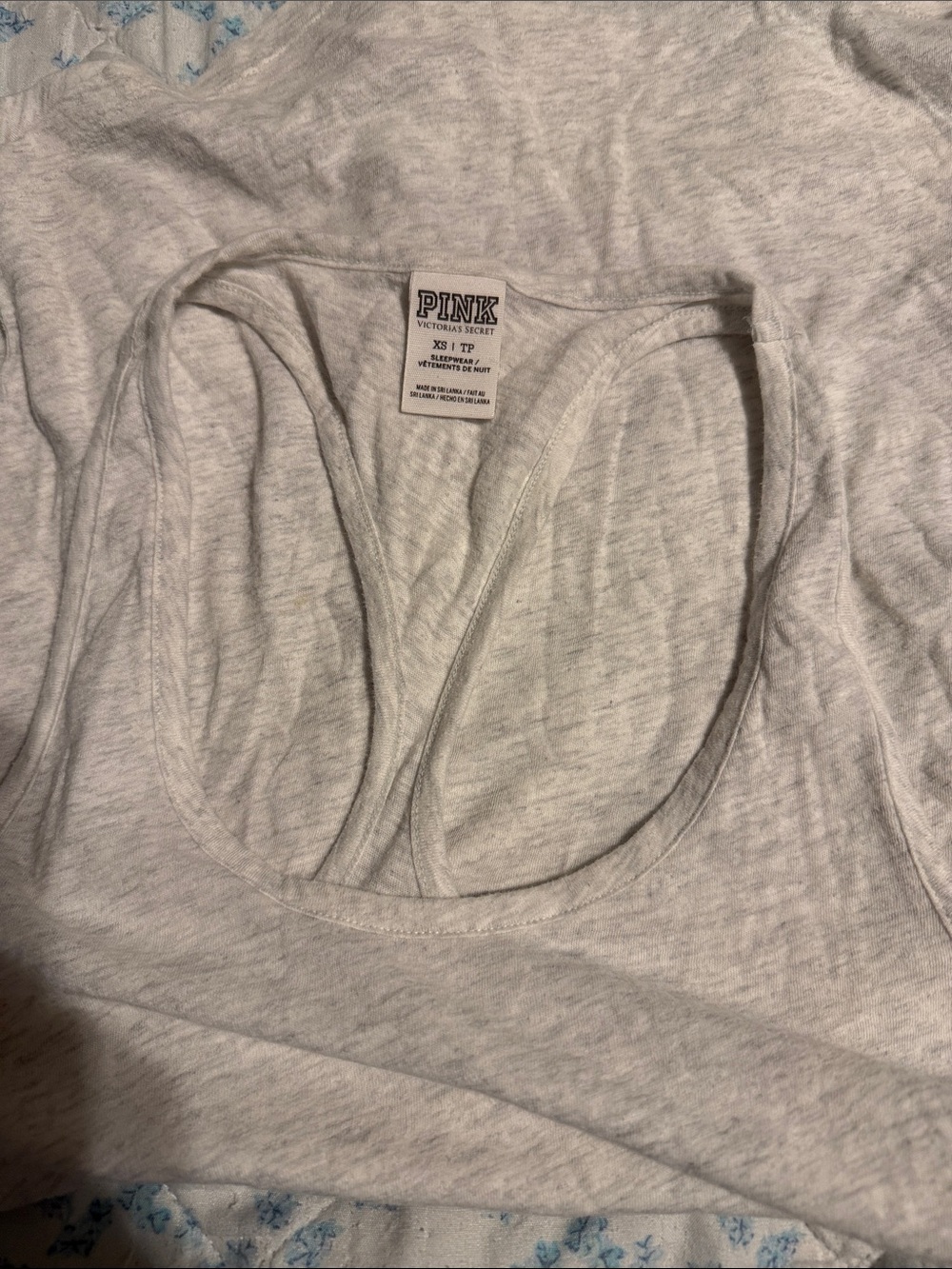 PINK Victoria's Secret Heather Light Gray Racerback Bandeau Tank